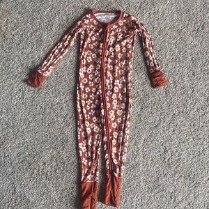 Little Sleepies 18-24 months Rust Floral Zip-Front Kids One-Piece Pajamas